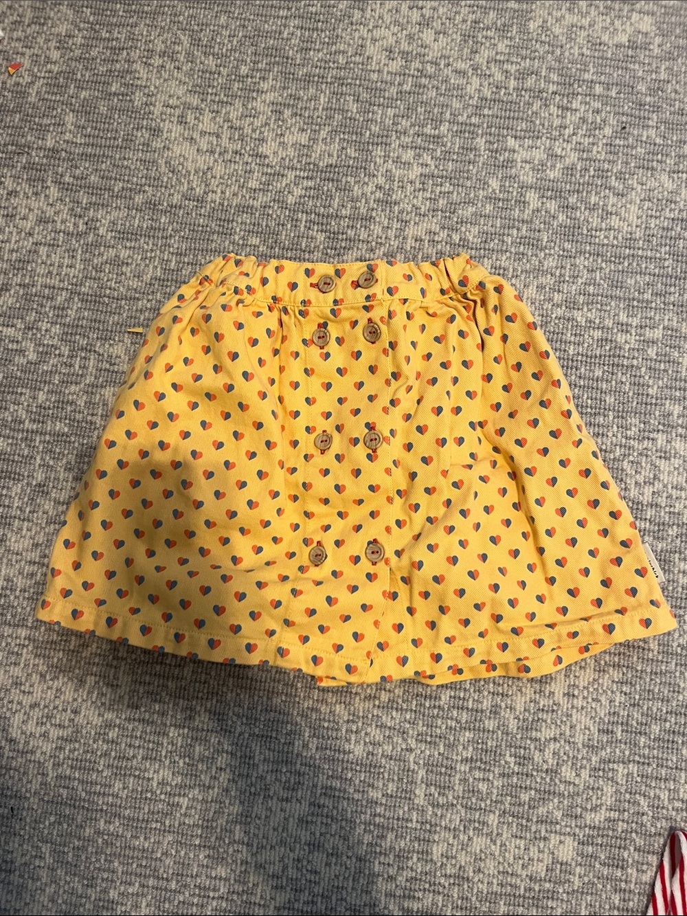 Girls Yellow Heart-Print Button-Front Skirt
